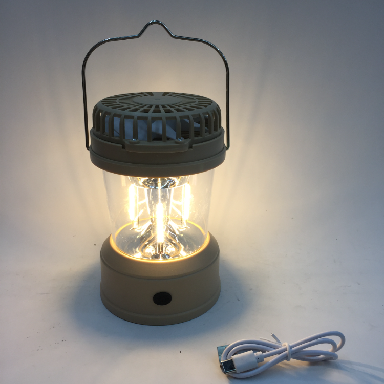 跨境新款夏天露营风扇手提灯七彩舞台变色马灯风扇马灯露营帐篷灯