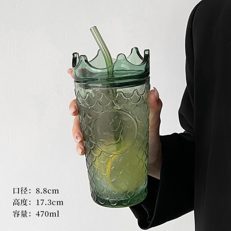 木盖玻璃杯/杯子/玻璃杯/青苹果玻璃杯/玻璃保温瓶产品图