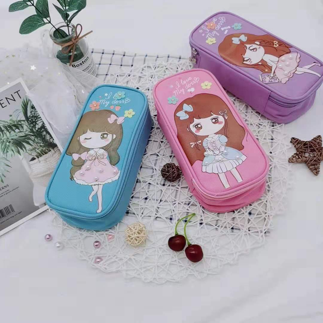 知发珍珠女孩笔袋文具盒铅笔盒铅笔袋