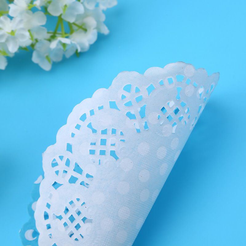 4.5寸彩色波点圆形垫纸 镂空花边纸吸油蛋糕花底纸一次性食品