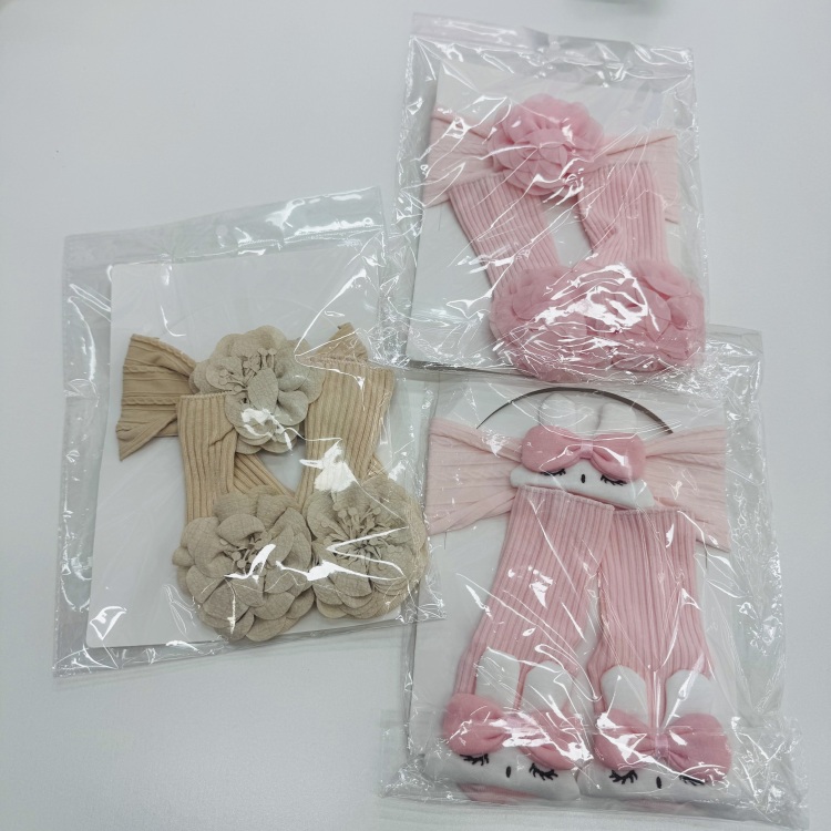 婴幼儿发带护囟门头带防滑袜子套装公主满月百天拍照发饰宝宝发带
