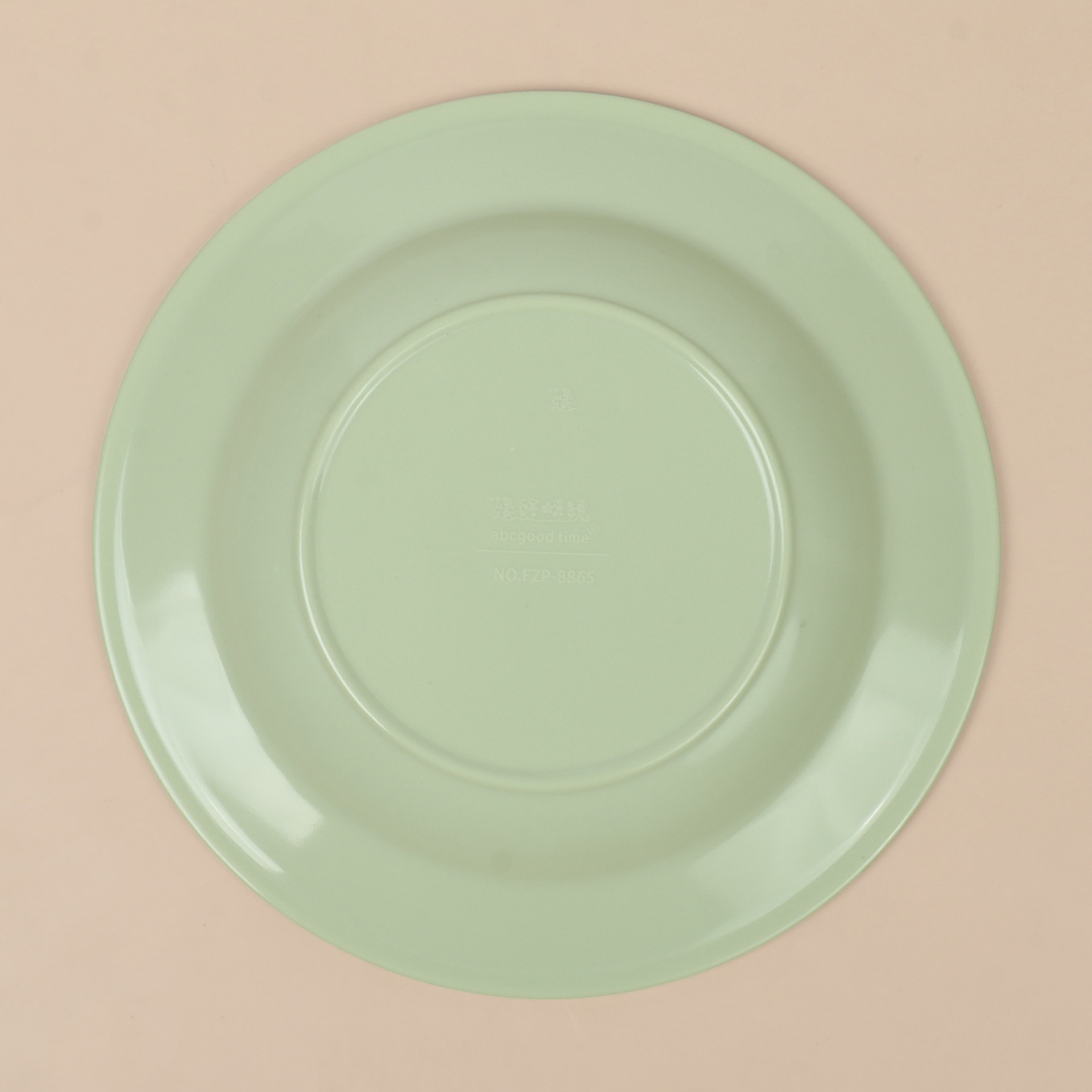 Green plates, melamine tableware, round plates, flat plates, plastic plates, vegetable plates, dinner plates, Western plates, commercial round plates for foreign trade export Specification drawing