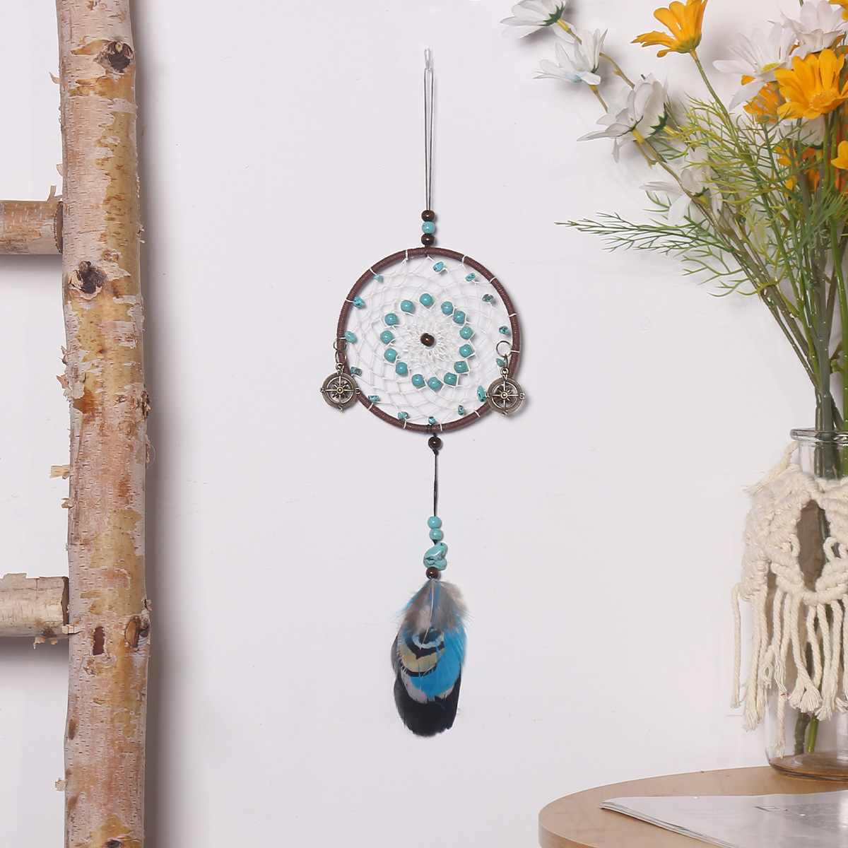 Retro creative dreamcatcher car pendant, wind chime dreamcatcher home decoration pendant, dreamcatcher pendant details Picture