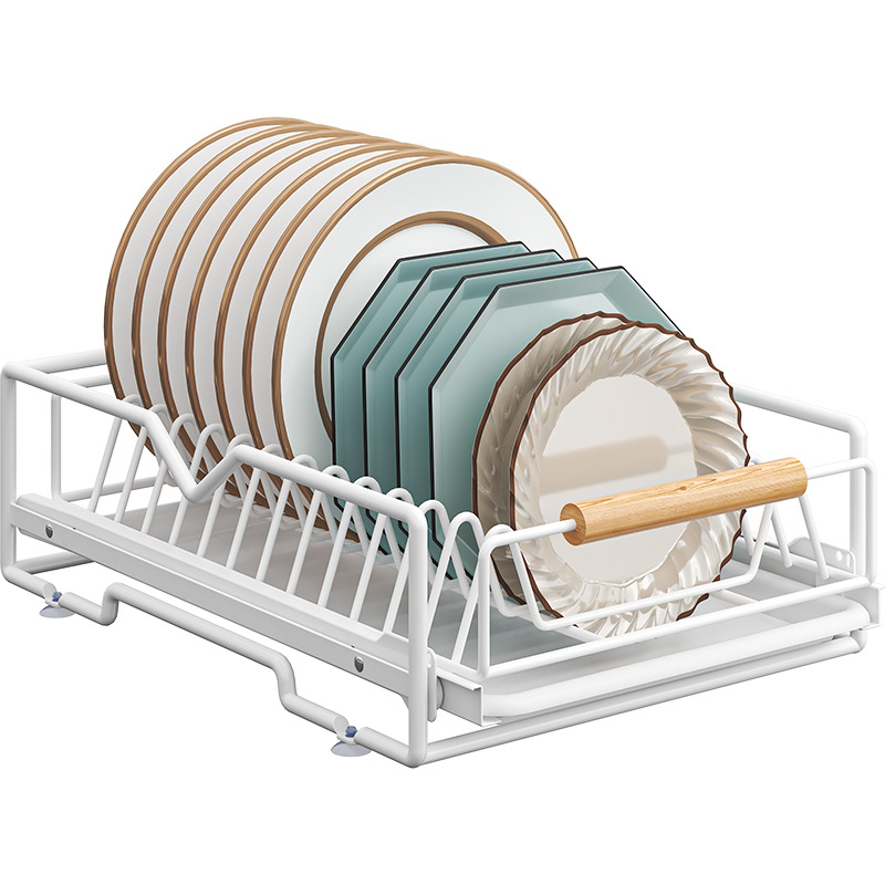 Kitchen dish pull-out storage rack, dish cabinet pull-out basket, drawer-type dish placement, sink draining, dish storage rack Application Scenario