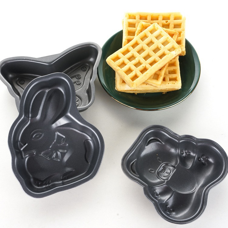 4-inch multiple mini cake molds, non-stick heart-shaped, round, square, cartoon pattern baking tools, small cake molds