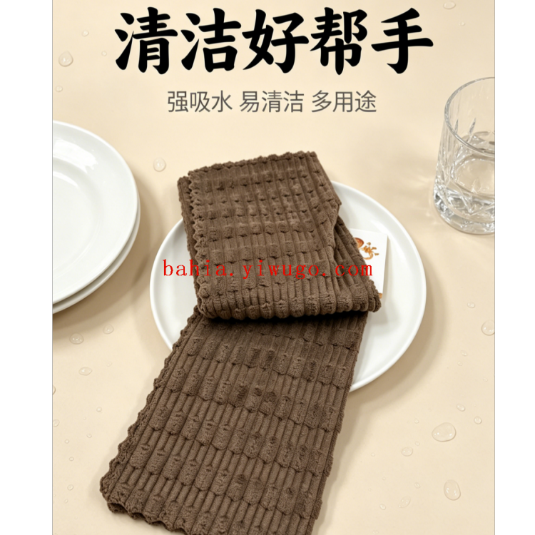 The retro coffee-embroidered cleaning towel creates a perfect atmosphere for wiping cups and tables