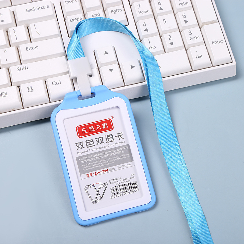 Beauty shoulder work ID card holder, double-sided transparent multi-color name tag, plastic work ID card, student ID card, work badge, exhibition pass details Picture