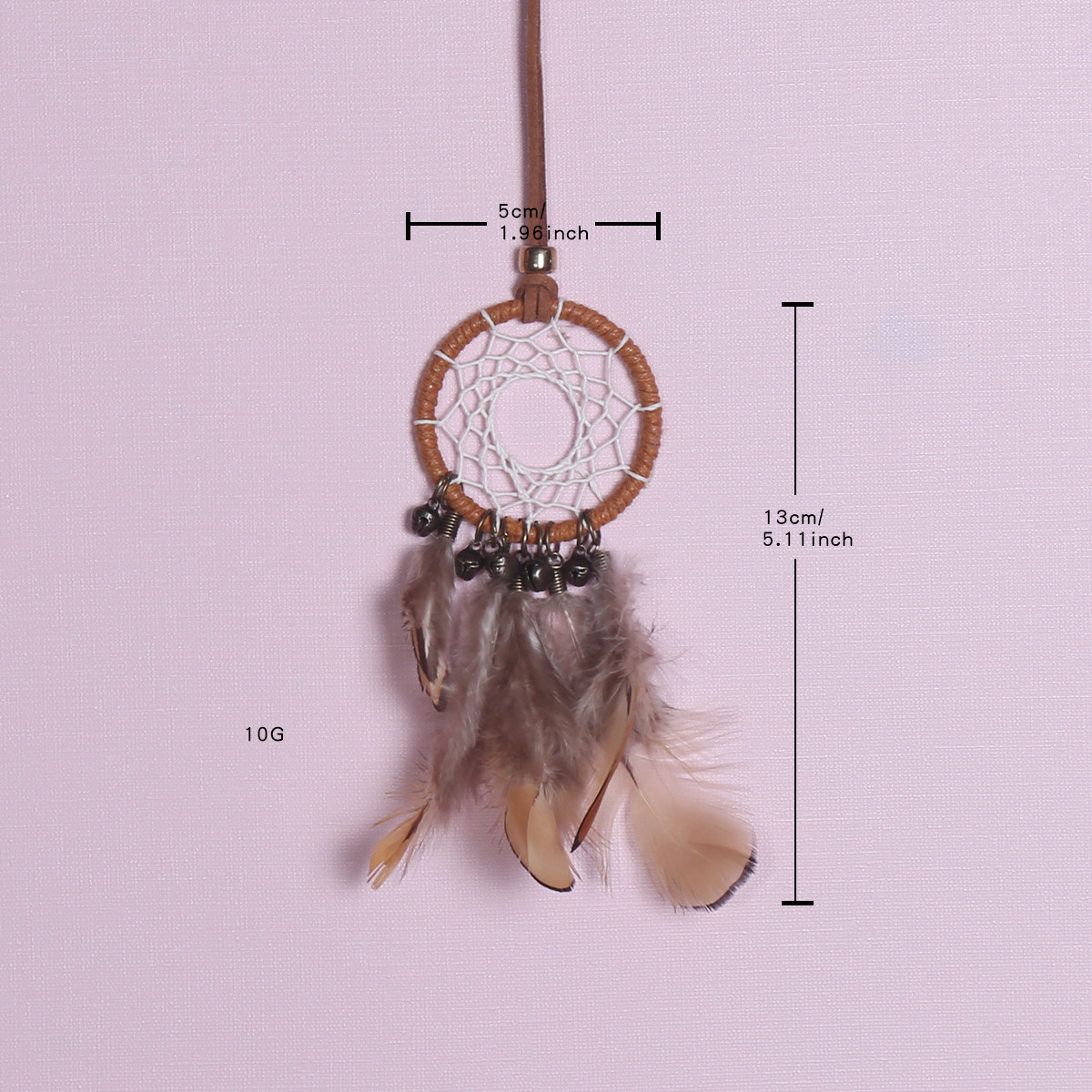 Retro-style car hanging piece, wind chime dream catcher, dream catcher pendant, bell feather dream catcher pendant Item Picture