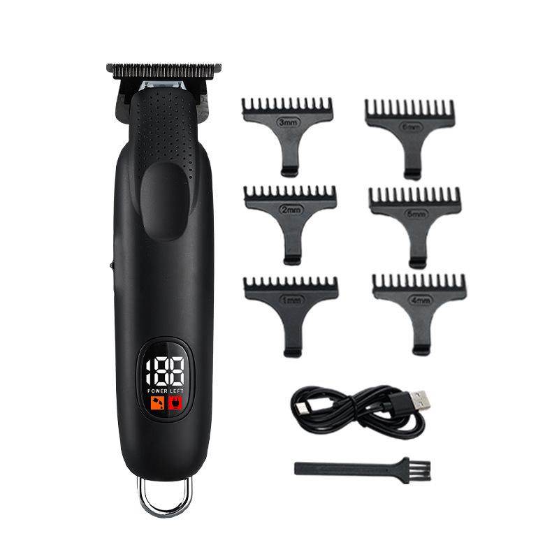 新款批发电动理发器电推剪雕刻剃头电推子理发剪数显推白刻字理发白底实物图