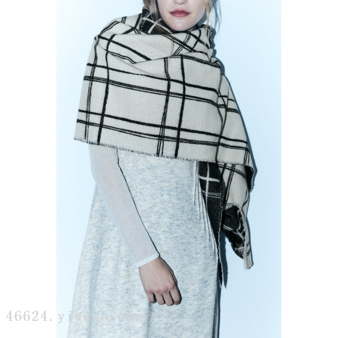 Cross-border scarf wholesale e-commerce live streaming supply chain, jacquard series in stock, double-sided checkered