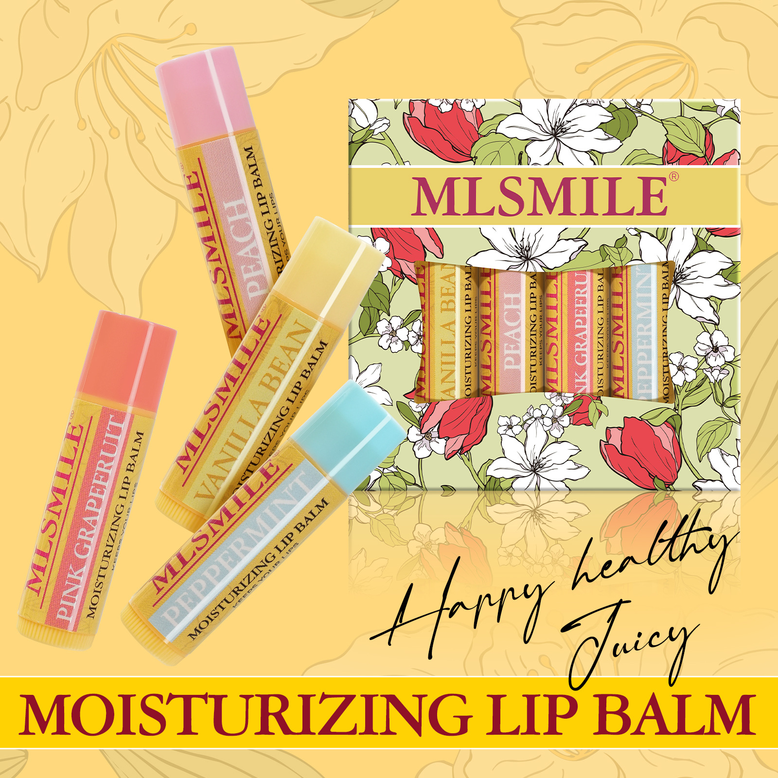 Luxurious 4-piece lip care set: Lipstick, Vitamin E, mineral cream glitter, long-lasting moisturizing lip gloss details Picture