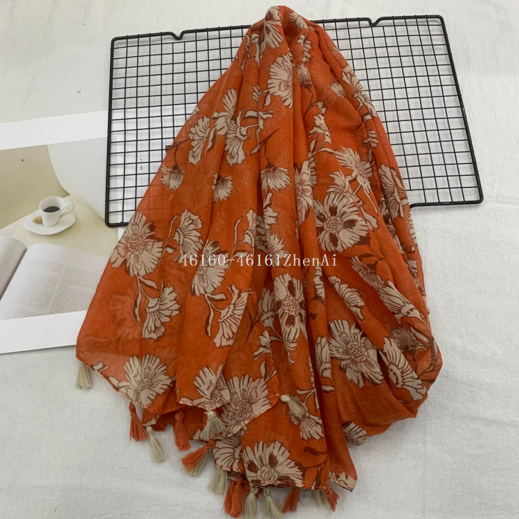 New cross-border export printed long scarf e-commerce live-streaming scarf wholesale supply chain supply Specification image