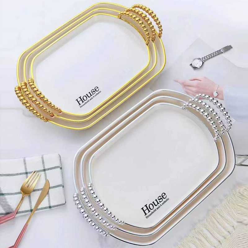 Cross-border catering hotel fruit tray, high-end beverage plate, rectangular and round plastic pet set details Picture