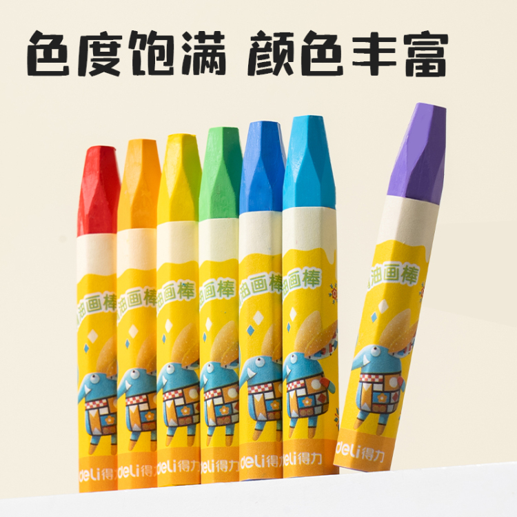 Deli Silky Smooth student's crayon silky smooth hexagonal 36-color oil pastels details Picture