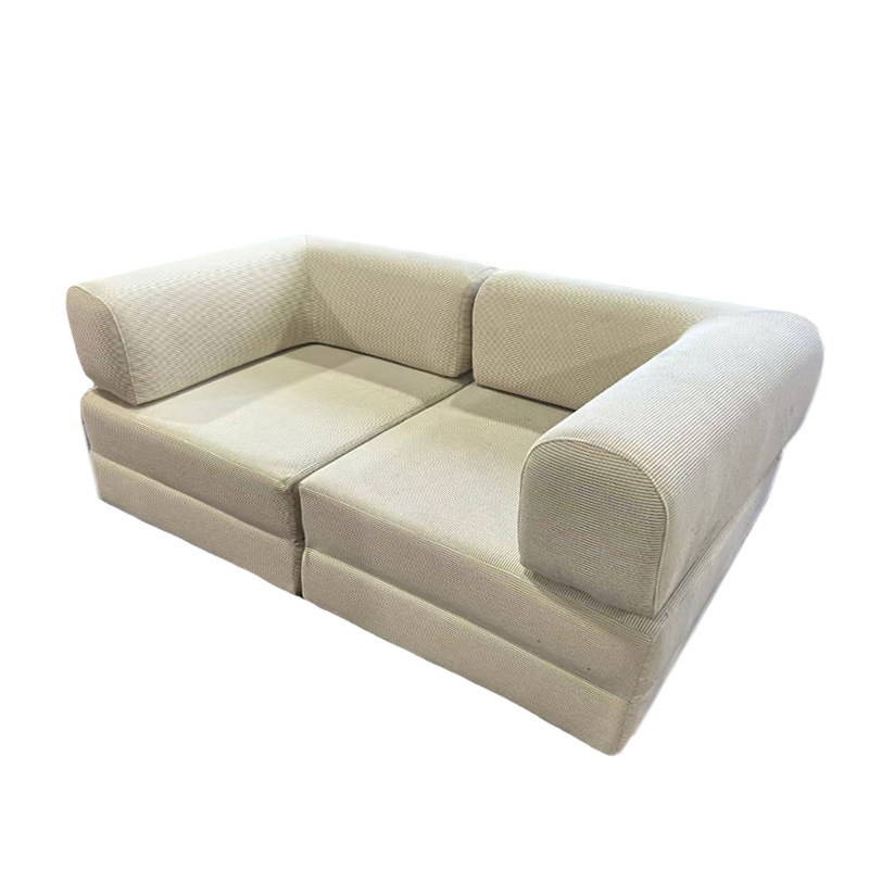 Vacuum compression sofa, Teddy folding sofa, small living room, three-person, French retro fabric straight row modular sand Specification image