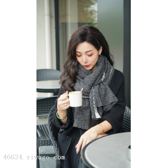 Cross-border scarf wholesale e-commerce, new 40-loop yarn series, frame and hidden grid, live streaming supply chain supply Specification image
