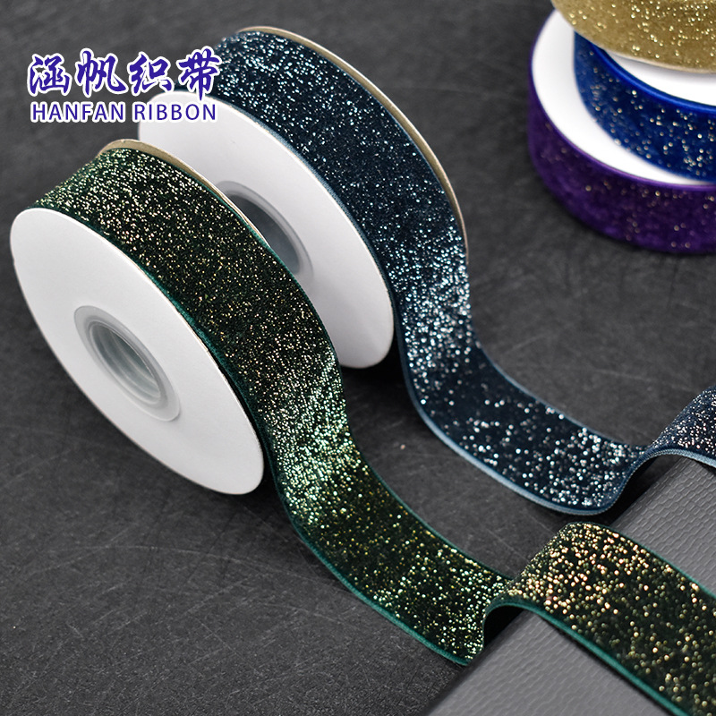 2.5cm star-dotted fleece tape, golden fleece tape, silver thread flocking tape, wholesale clothing border straps, accessories, gift boxes, DIY accessories Specification image