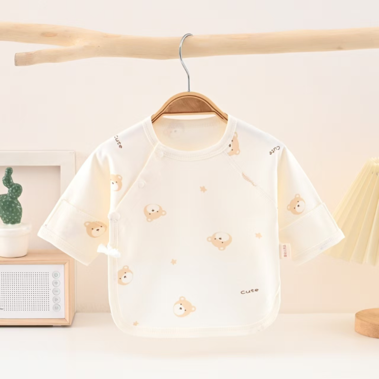 Newborn half-back clothes, baby boneless tops, cotton clothes for spring, autumn and summer, baby clothes for all four seasons, and long autumn clothes for newborns