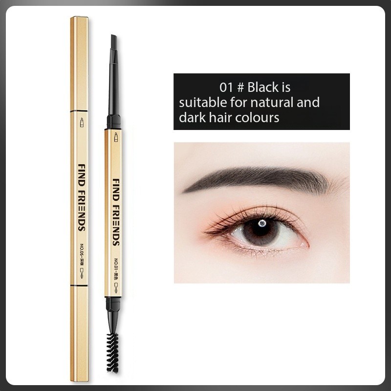 High-quality herbal vegan double-headed waterproof matte eyeliner and fine eyebrow pencil with small gold bar for both use Specification image