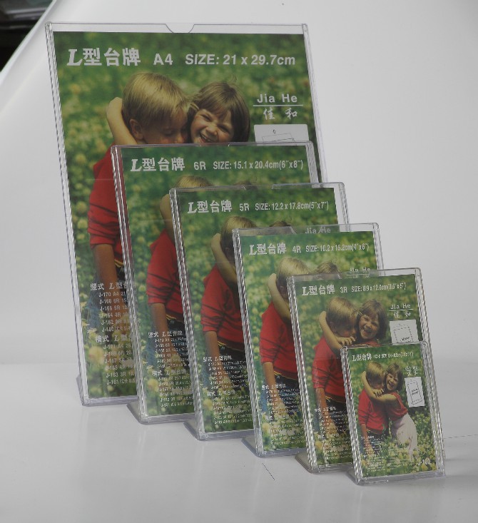 Factory direct sales of L-shaped vertical table signs, various specifications of display conference signs, double-sided transparent organic table signs wholesale Specification image