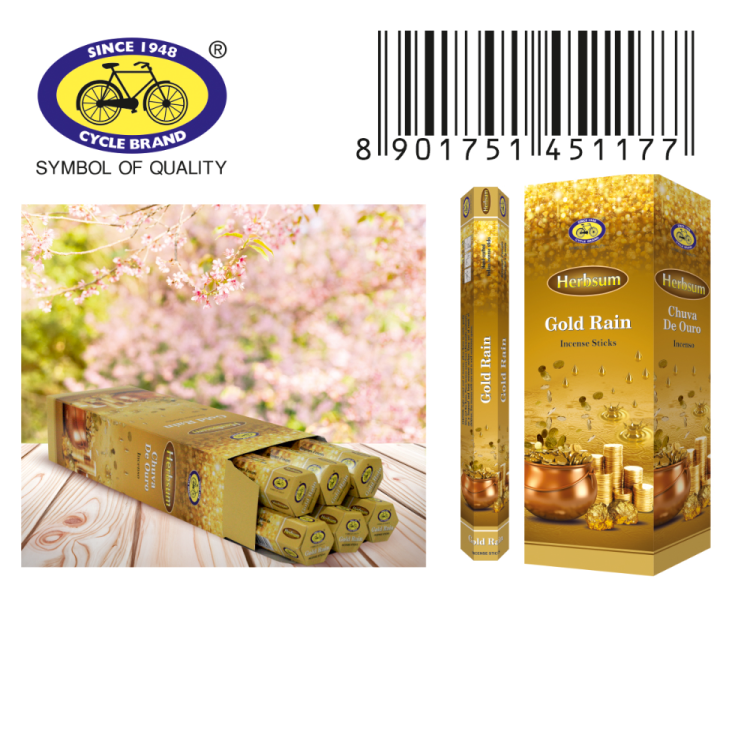 Imported Indian incense tower yoga incense HB124-Gold Rain. full figure