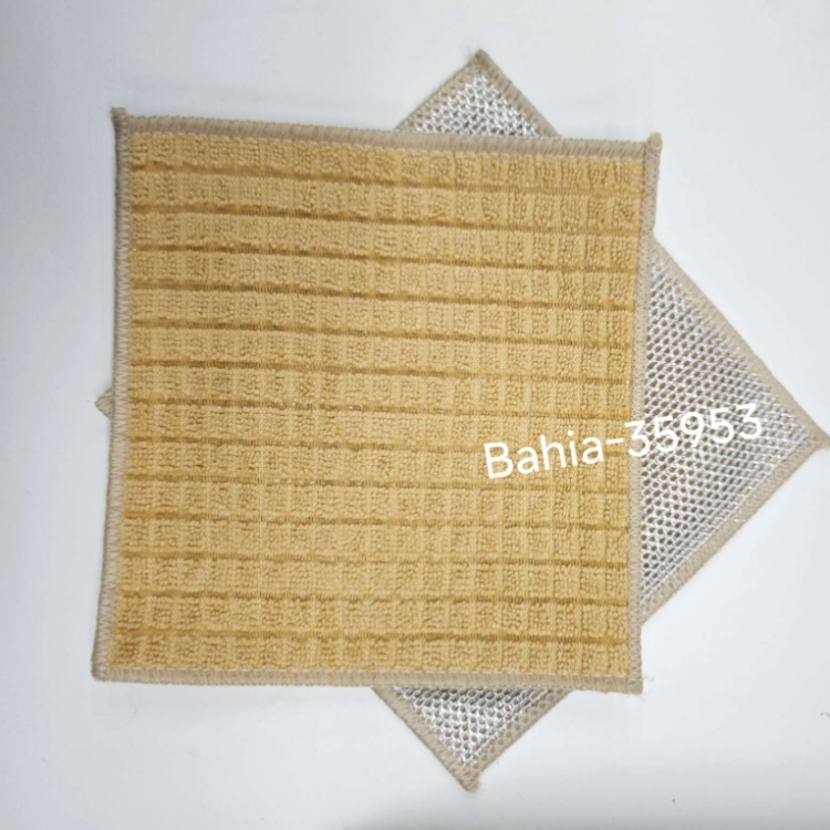 Double-layer composite silver wire dishwashing cloth with a grid pattern, and dishwashing cloth for POTS and pans Item Picture