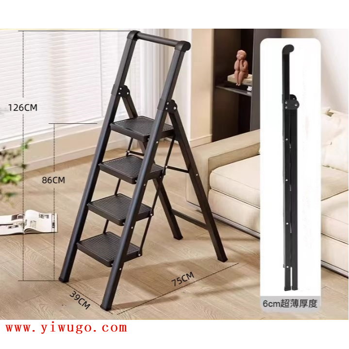 Multi-functional four-step ladder, insulated safety ladder, black household, industrial, durable and portable tool details Picture