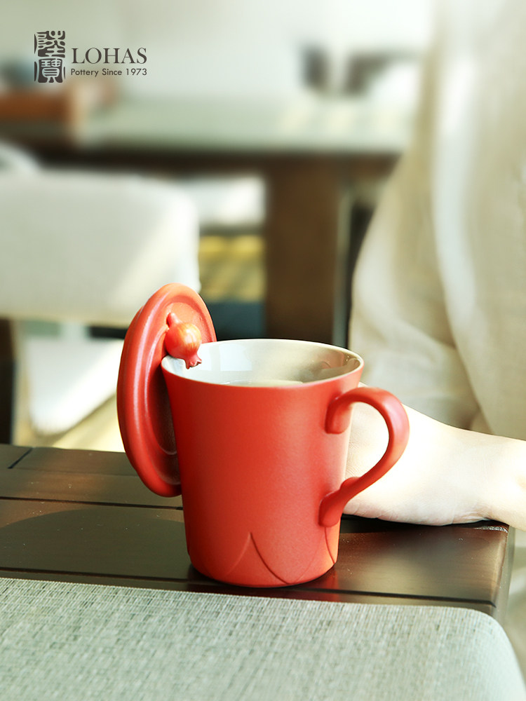 Lubao Flagship Store's Fugui Pomegranate lid cups, tea brewing cups, mugs, office drinking cups, flower tea cups, ceramic water utensils Specification image
