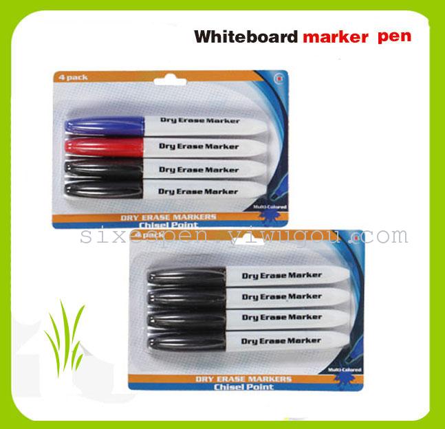 Four mini board pens with suction cards, brushes and magnets