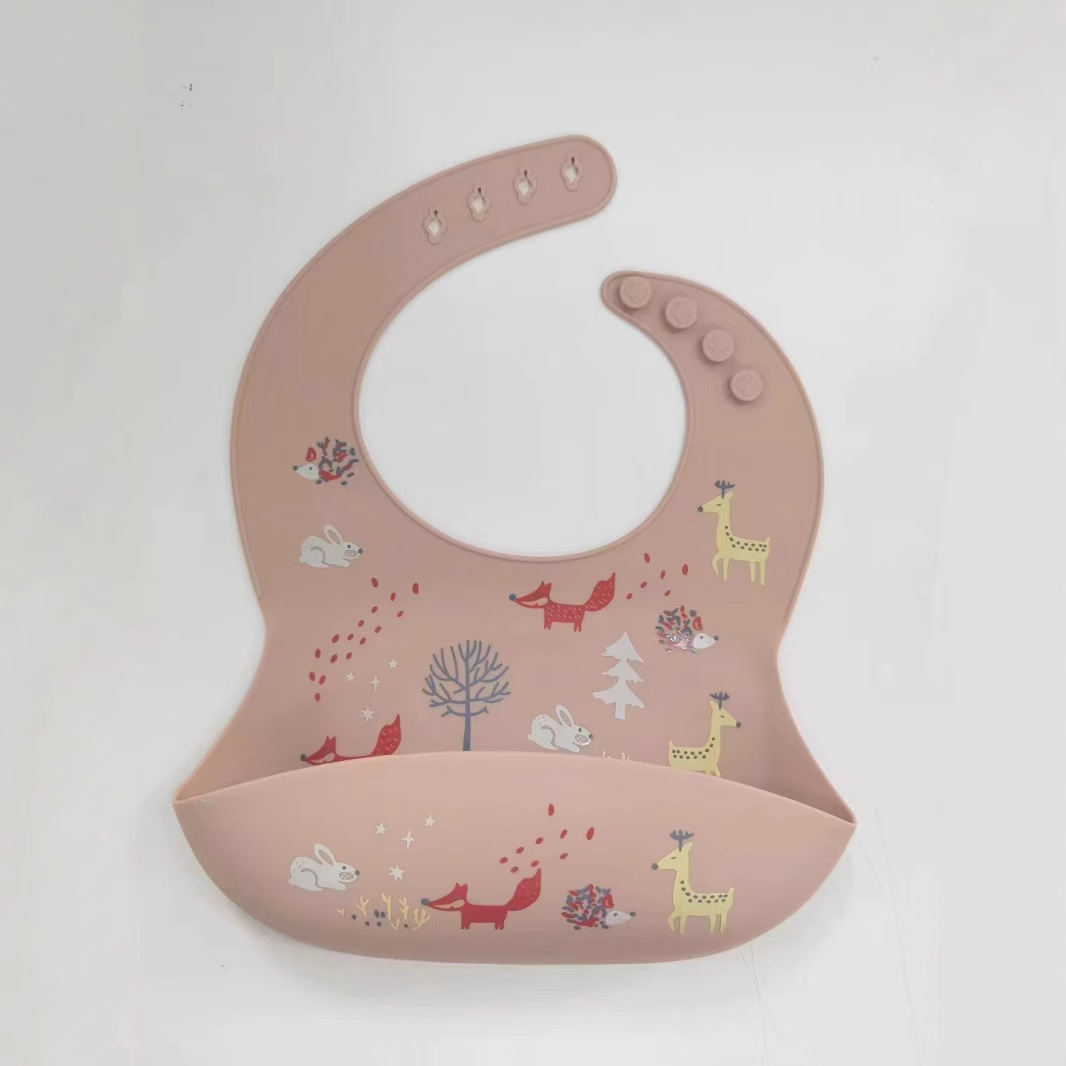 New baby silicone bibs, children's three-dimensional rice bibs, super soft saliva bibs, Chinese-style bibs for babies to eat wholesale