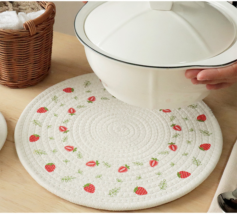 Woven heat insulation pads, table MATS, light luxury Nordic cotton printed placemats, plate MATS and coasters Specification image