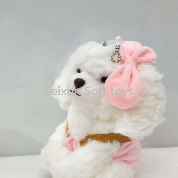 网红可爱坐姿穿衣服戴领结小狗钥匙扣毛绒包包挂件