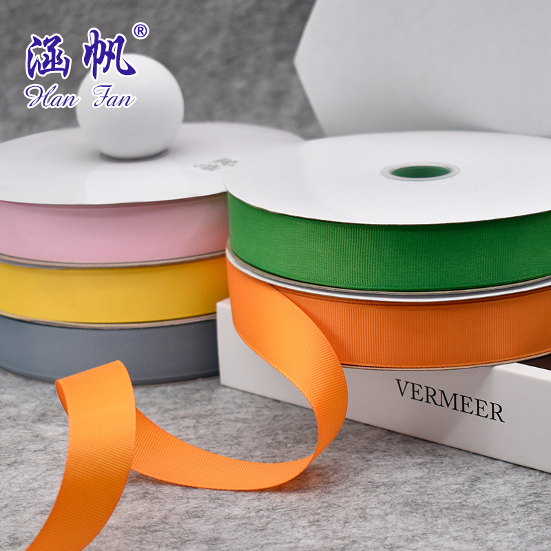 2.5cm ribbed ribbon flower gift binding, 8-inch horizontal and plain striped ribbons, printable factory special price direct sale Specification image