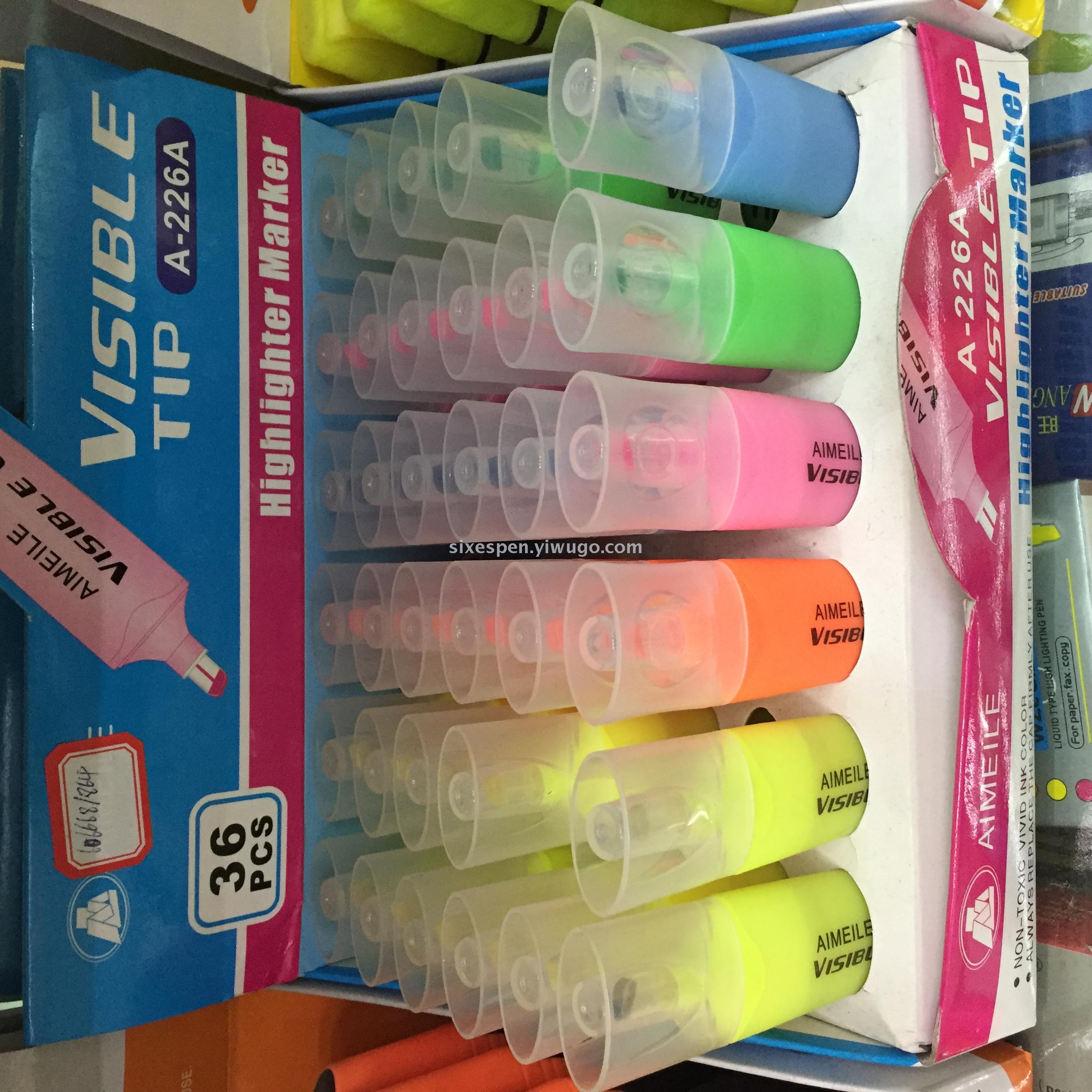 【新款无毒环保】厂家直销 文具批发 36支盒装 荧光笔产品图