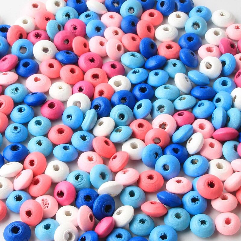 平型木珠混色松紧带珠饰12 * 6mnDIY婴儿手链项链配件