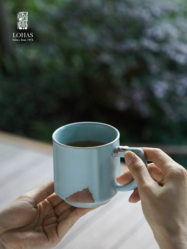 Lu Bao Flagship Store Song Yun Ru Kiln Tea Cups, tea-water separation tea cups, office high-end water cups, after the rain, the sky is clear Specification image