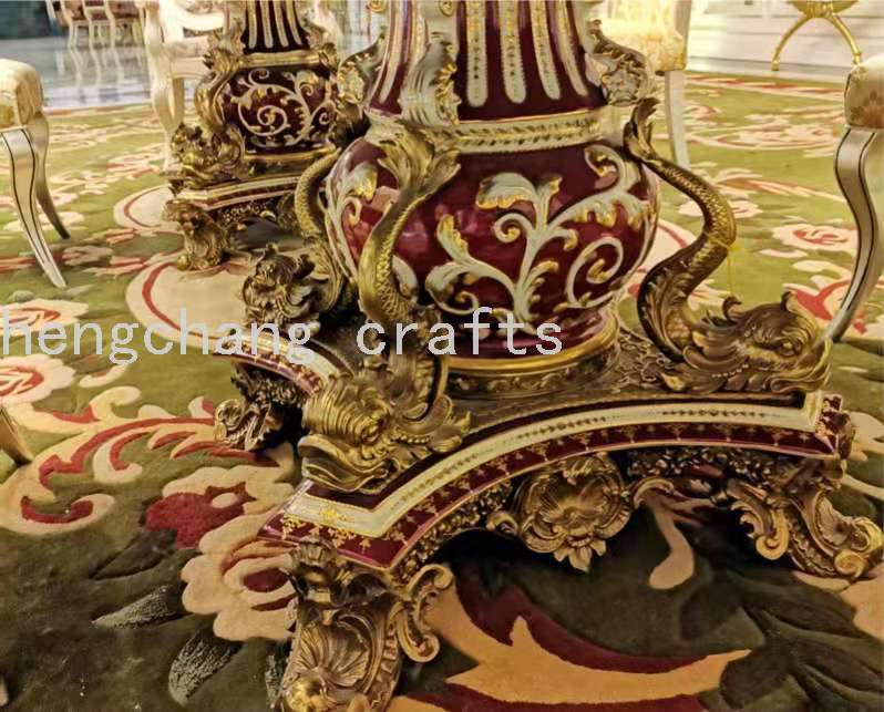 高档欧式餐桌大家庭长餐桌法国陶瓷青铜雕2.8米餐桌细节图