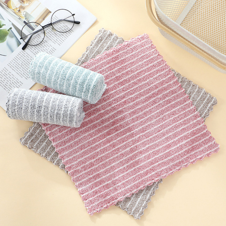 Household microfiber kitchen dishcloths with strong water absorption and no shedding, cleaning cloths and scouring pads