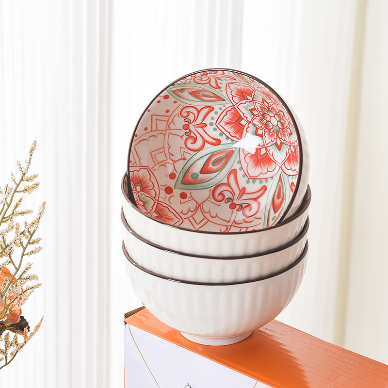 Cross-border foreign trade Bohemian ceramic tableware, bowl and chopstick sets, opening souvenirs, gift bowl sets and tableware sets Specification image