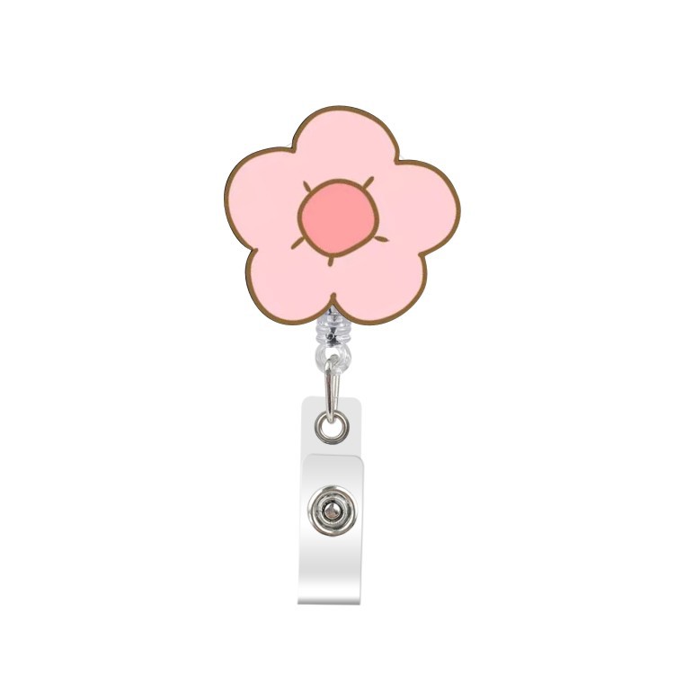 Strawberry flower easy-pull buckle, nurse name tag, lanyard, telescopic buckle, bus card holder, employee factory name, work badge Application Scenario