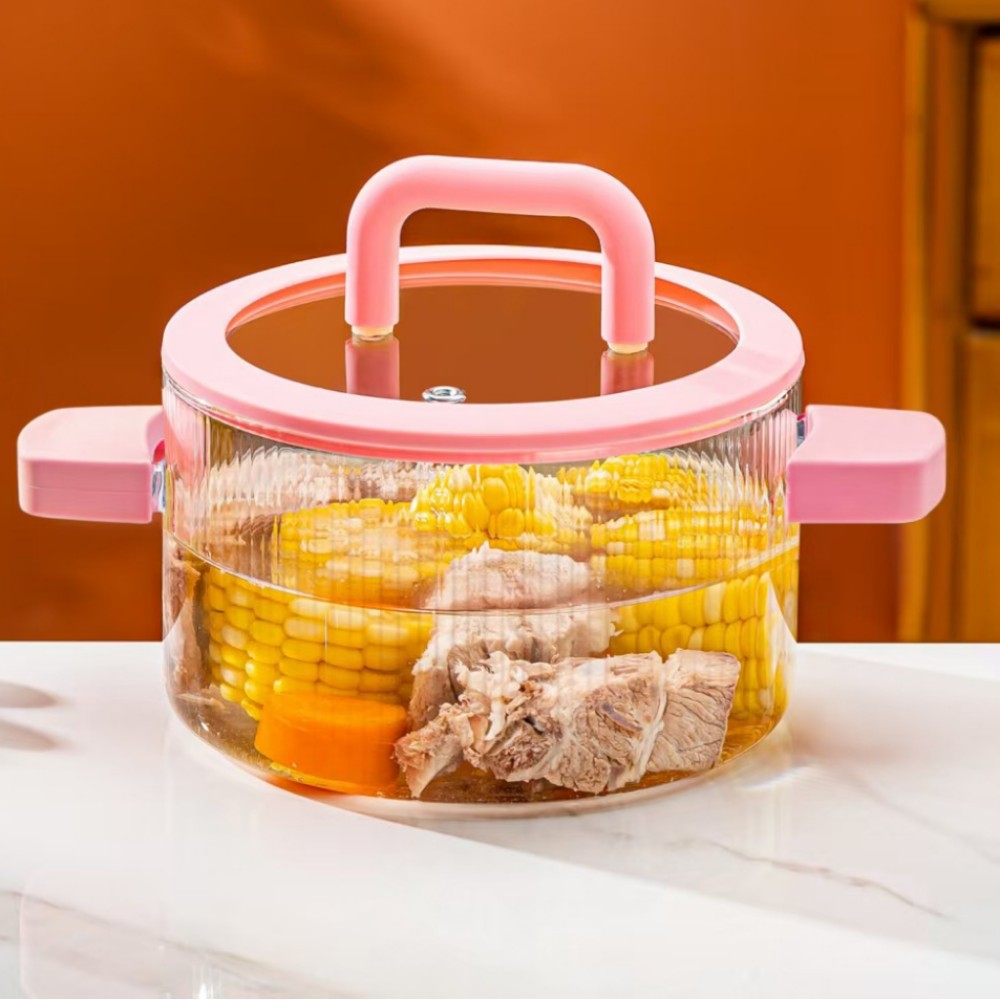 High appearance level, colorful double-ear glass pot, household colorful soup pot, milk pot, instant noodle pot, event opening gift, casual gift Item Picture