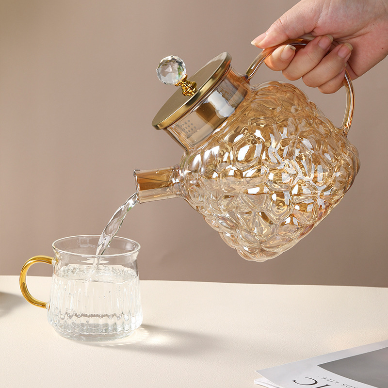 玻璃壶/玻璃水壶/玻璃凉水壶/琉璃果汁缸/条纹壶产品图