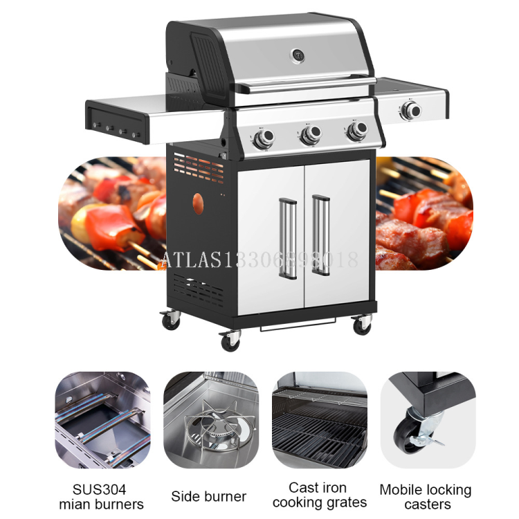 Stainless steel barbecue grill with barbecue rack, household portable outdoor barbecue rack details Picture