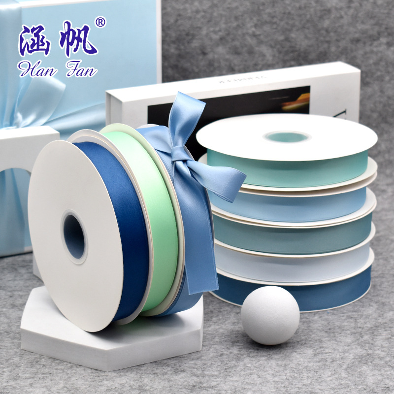 Hanfan bright polyester-cotton ribbon in stock, thickened double-sided polyester-cotton woven ribbon, bow gift box accessories, flower gift ribbon