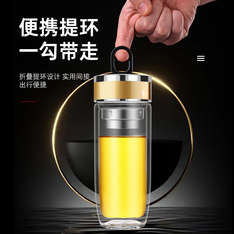 Wholesale and consignment of high-end double-layer high-temperature resistant portable glass cups with heat-insulating high borosilicate car egg water cups details Picture