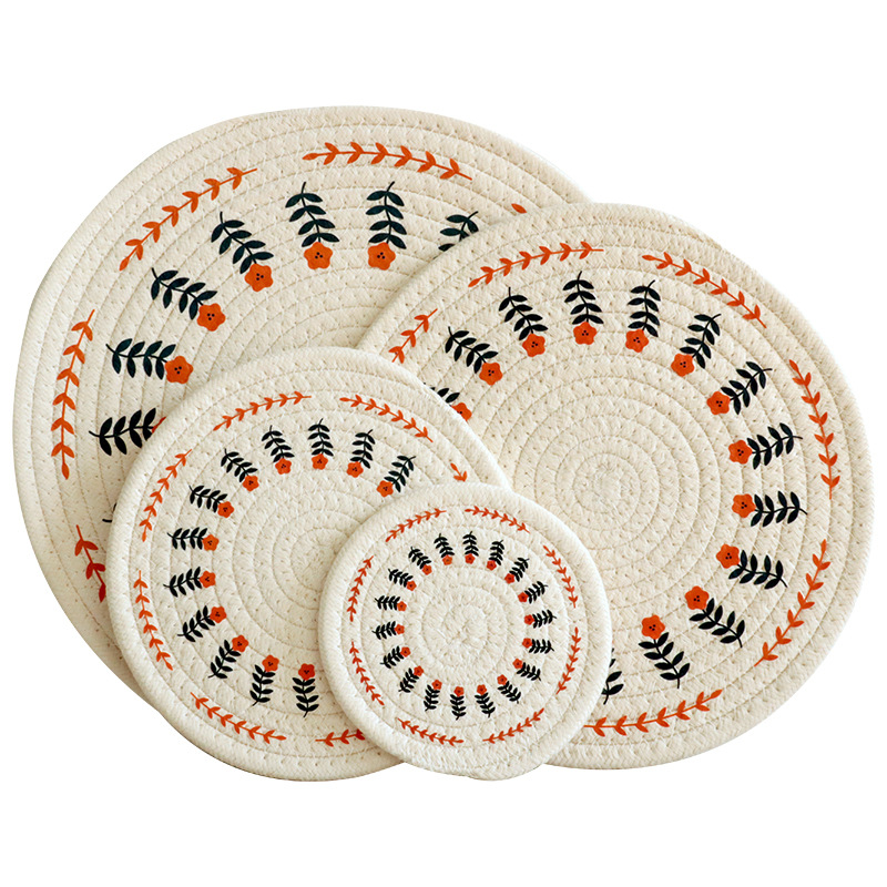Woven heat insulation pads, table MATS, light luxury Nordic cotton printed placemats, plate MATS and coasters