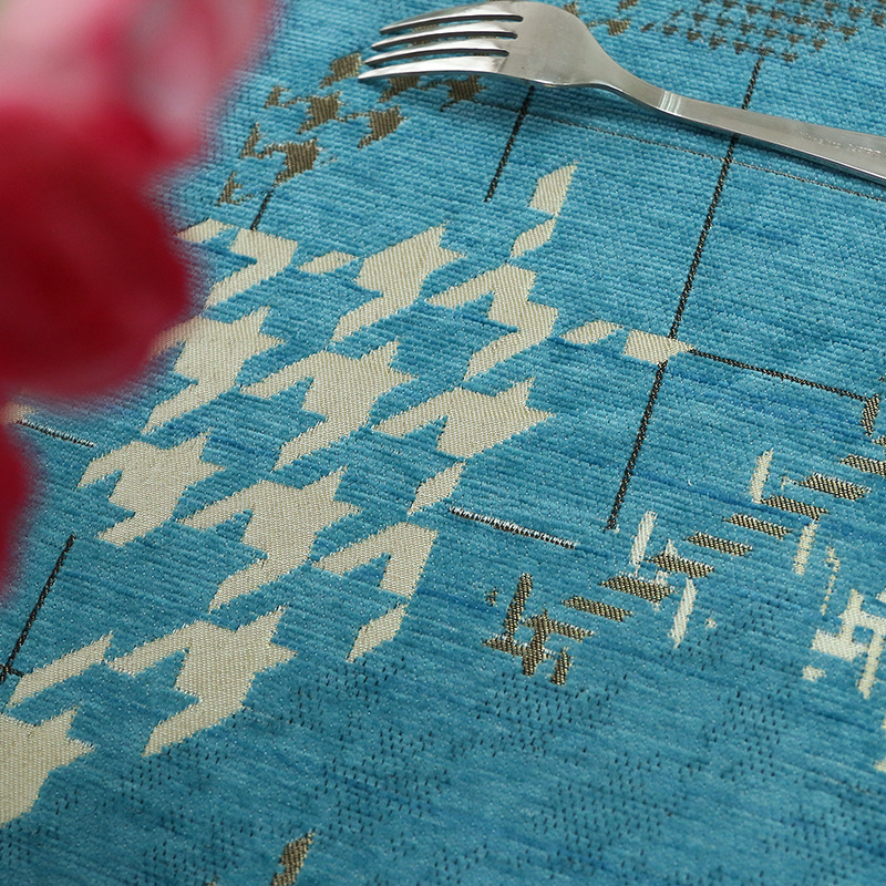 跨境轻奢桌子布仿棉麻提花千鸟格方桌布沙发茶几盖巾台布批发产品图