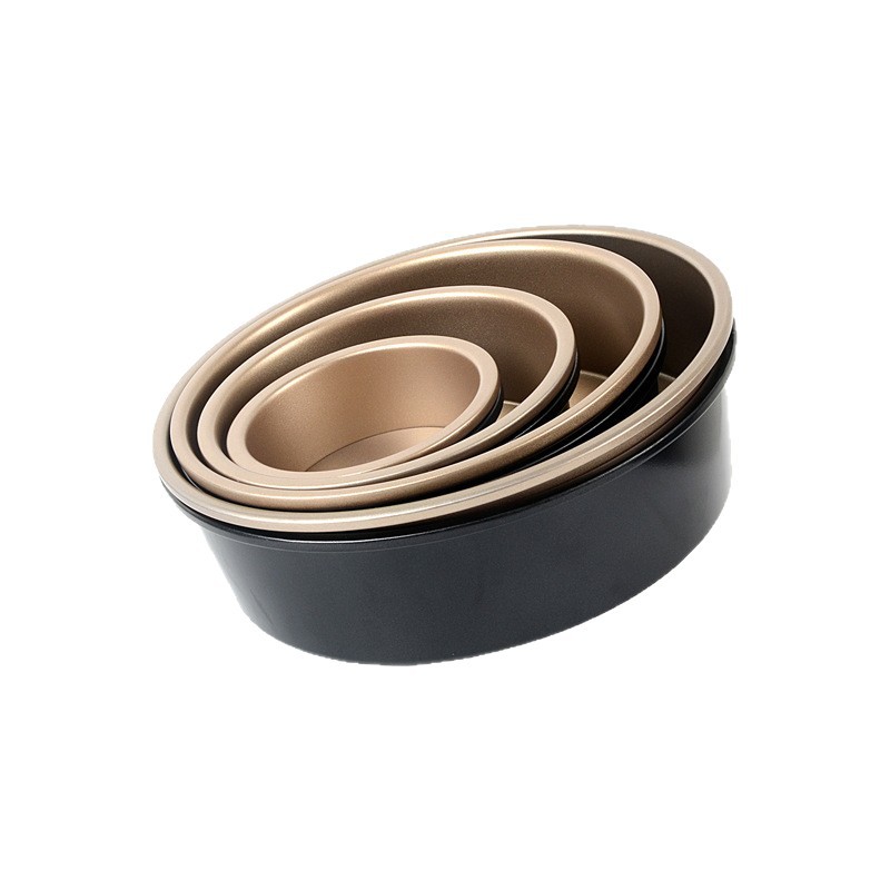 Non-stick black 8-inch carbon steel live base cake mold, 6-inch round cake mold, gold 10-inch household baking utensils Specification image