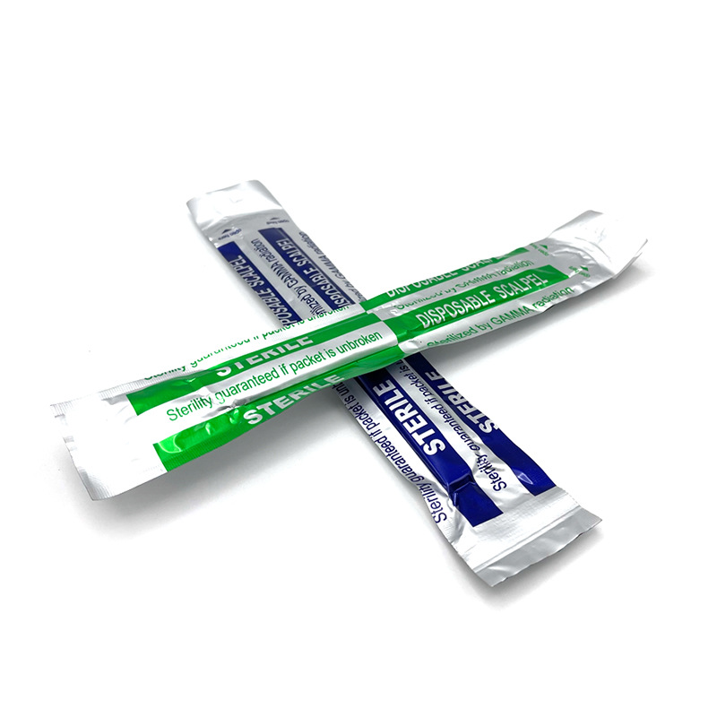 Plastic-handled surgical knife, carbon steel disposable surgical blade, pointed tip, sterile independent packaging, shaping, cutting, scalpel hand details Picture
