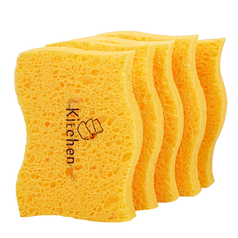 S-shaped compressed wood pulp cotton sponge & non-stick cloth, dishcloth, kitchen cleaning wood pulp sponge Specification image